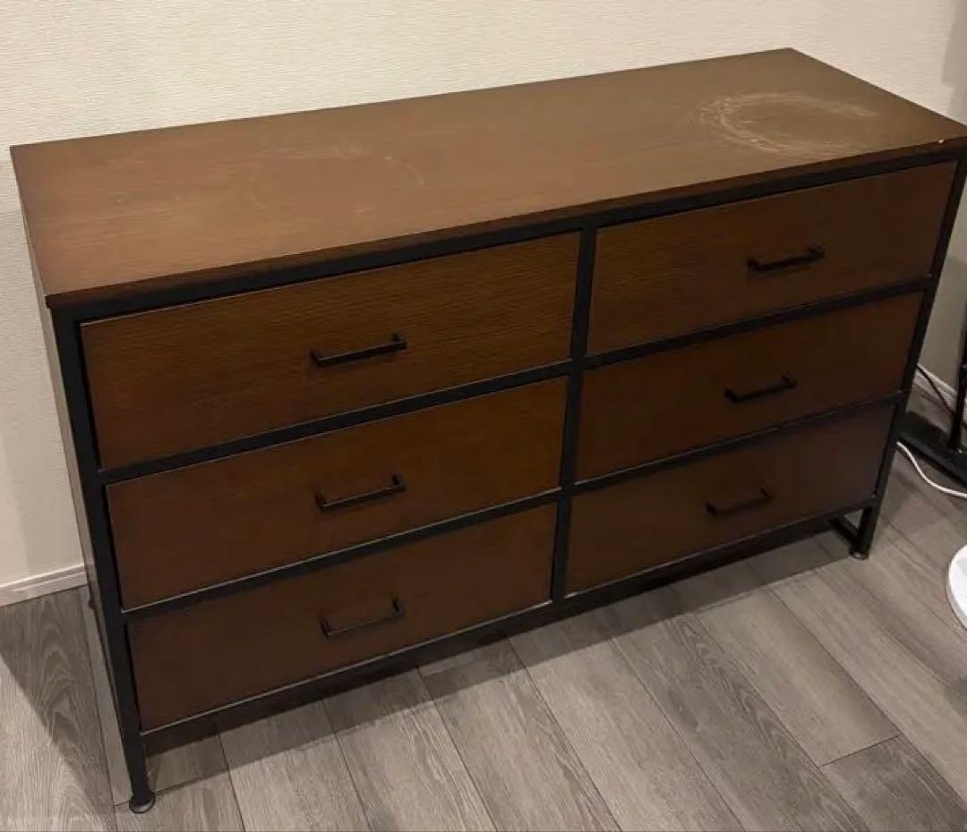 モダン6段チェスト 木製・金属フレーム　〆2月20日まで