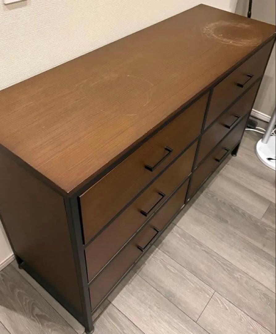 モダン6段チェスト 木製・金属フレーム　〆2月20日まで