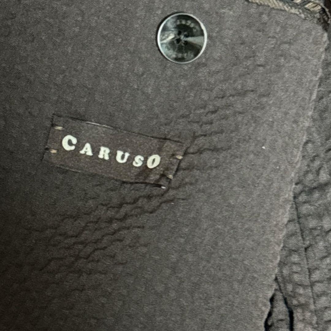 CARUSO ダークブラウン　コットンシアサッカースーツ