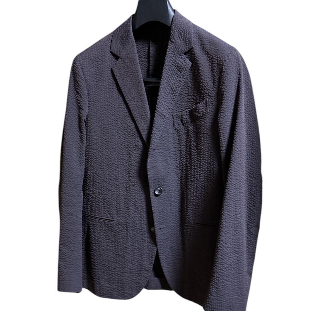 CARUSO ダークブラウン　コットンシアサッカースーツ