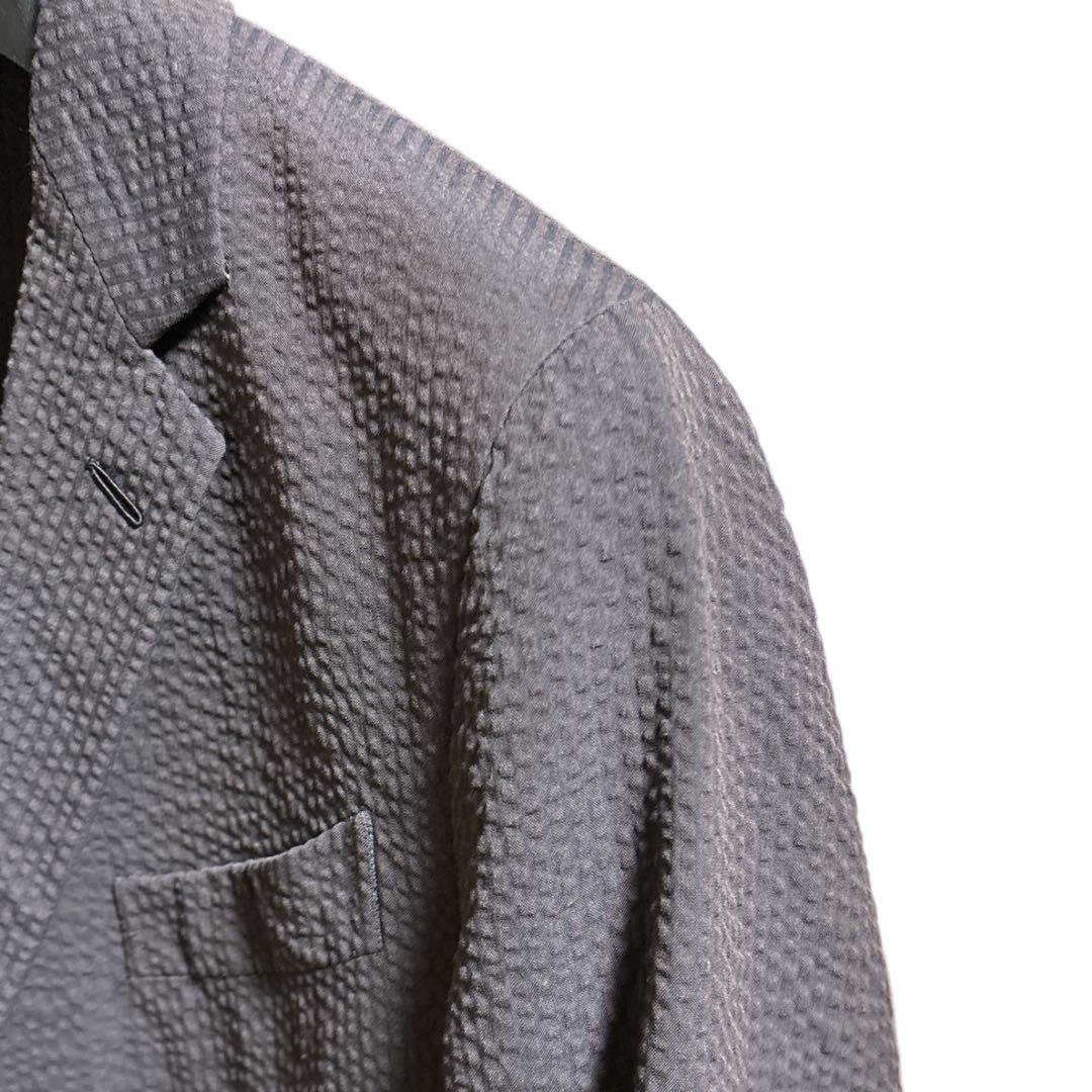 CARUSO ダークブラウン　コットンシアサッカースーツ