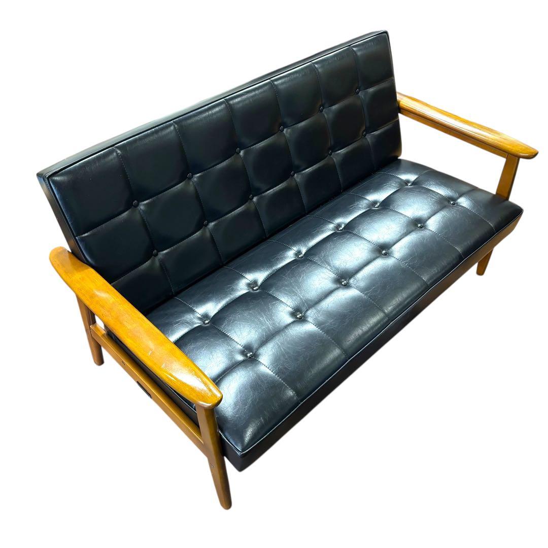 【カリモク60】Kチェア 2シーター ブラック ビンテージ ソファ モダン