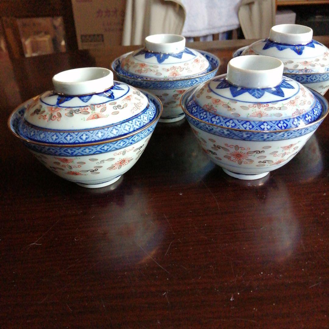 景徳鎮　玩玉　蛍手蓋茶碗　5客　11cm