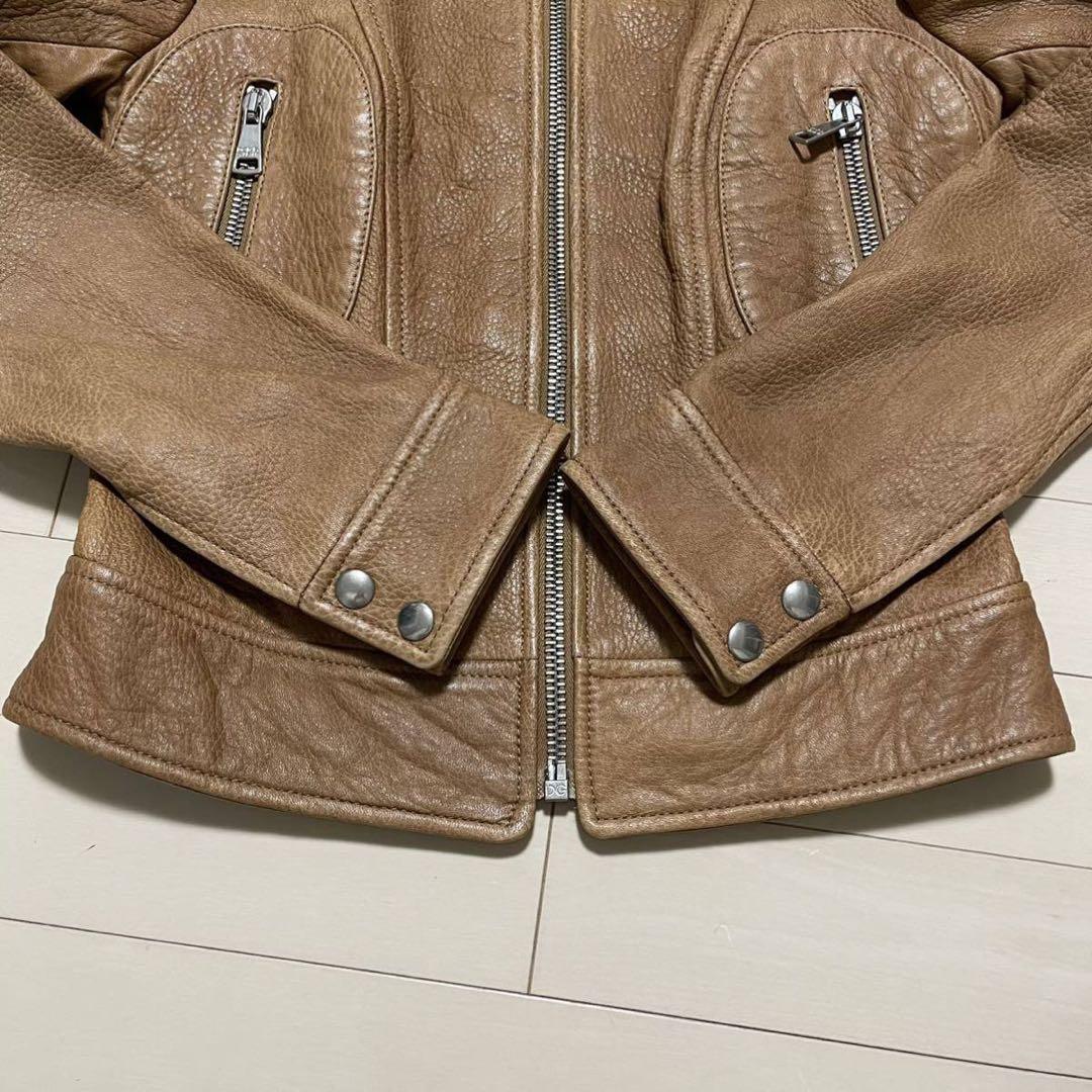 ミサ 本物 ドルチェ＆ガッバーナ ジップアップ レザー ジャケット 36