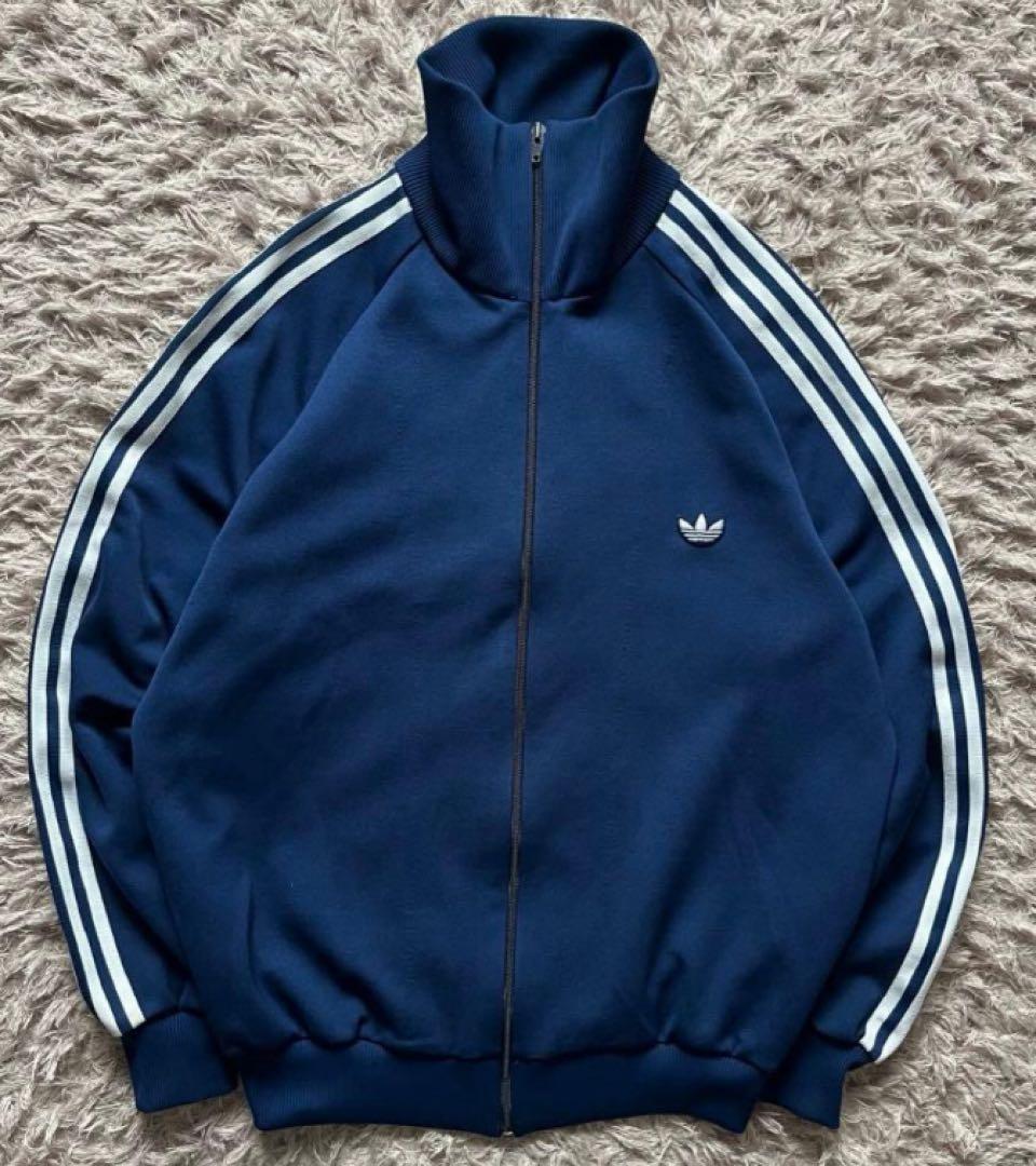 adidasデサントトラックジャケット 5号 紺 美品 ATP VENTEX 白