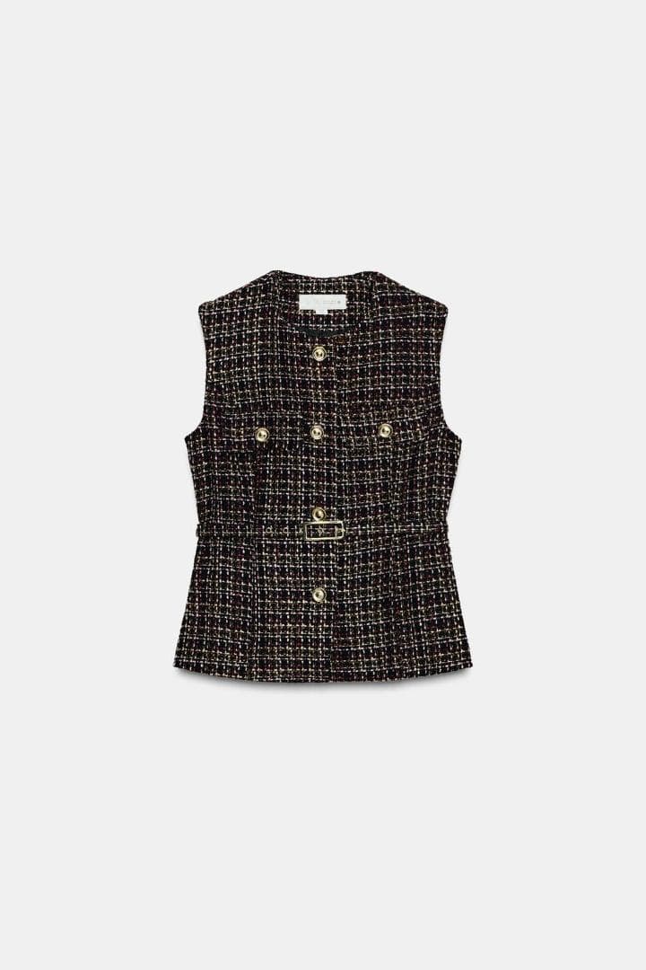 ZARA ベルト付きテクスチャーベスト XS 新品