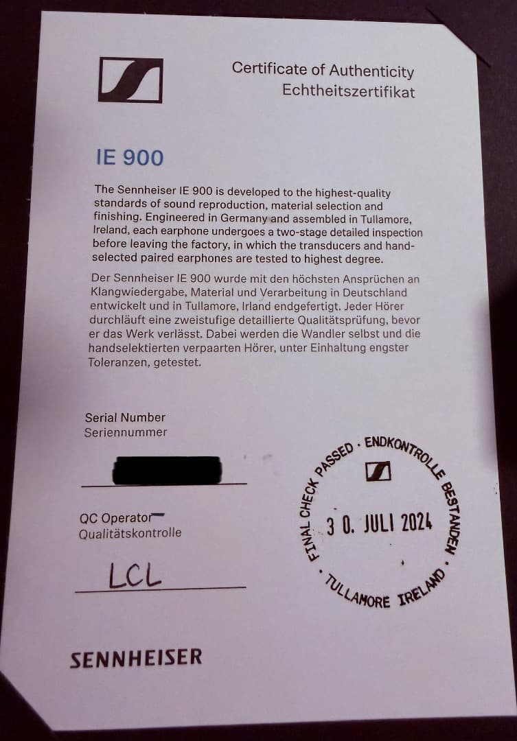値下中【新品未使用・正規品】SENNHEISER IE900 ヨドバシカメラ購入