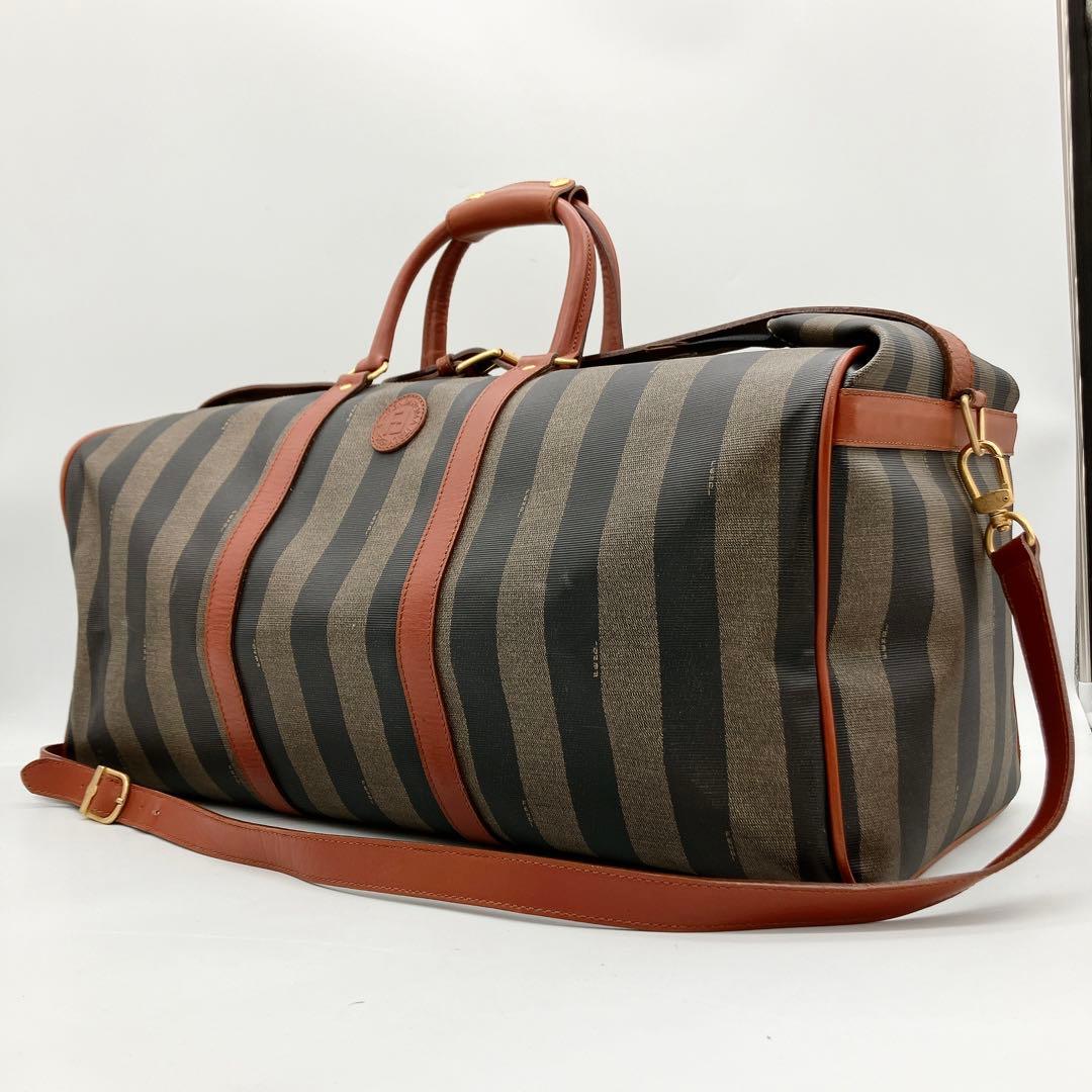 【FENDI】2wayバッグ　ボストンバッグ　ペカン柄　ゴールド金具　PVC