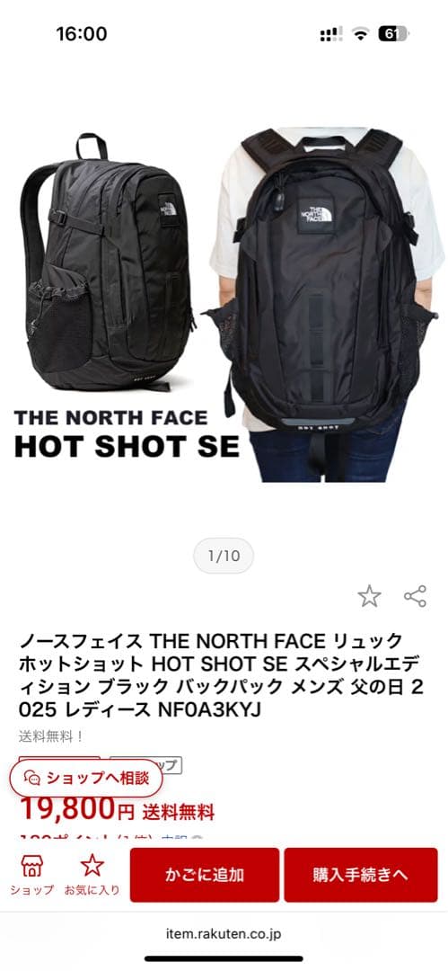THE NORTH FACE リュック ホットショット HOT SHOT SE