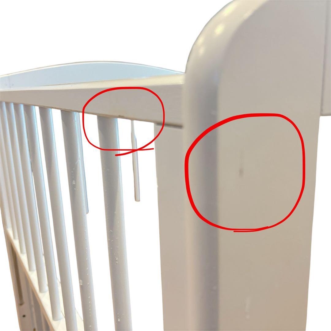 カトージ KATOJI 木製 ベビーベッド ホワイト　白　キャスター　取説有