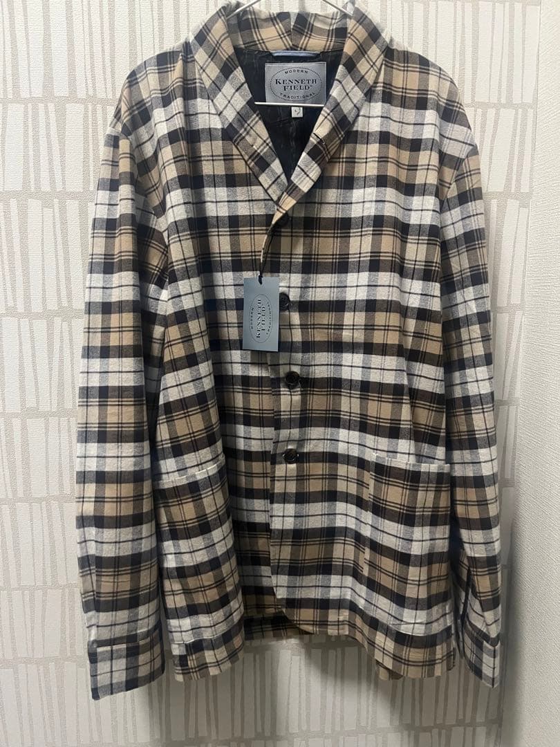 ジャケット・アウター kenneth field SHAWL JACKET NEL CHECK