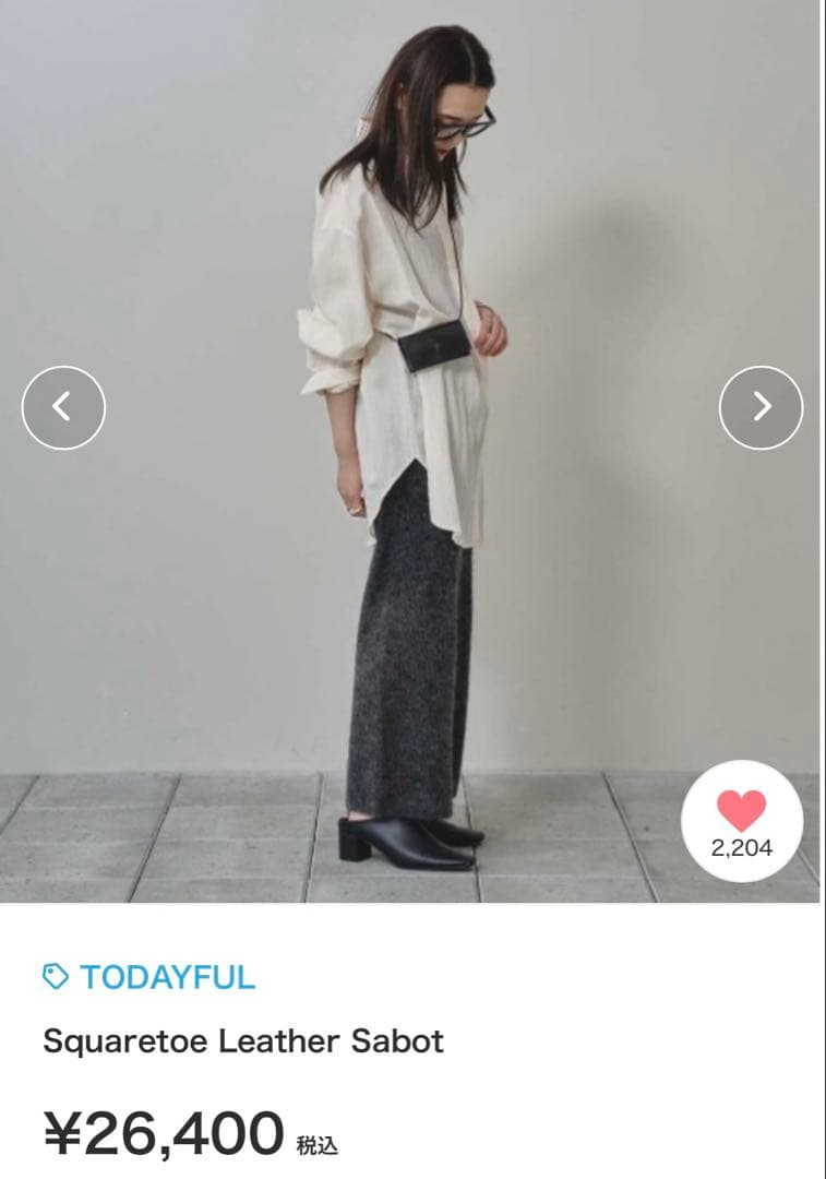 TODAYFUL Squaretoe Leather Sabot サボ37