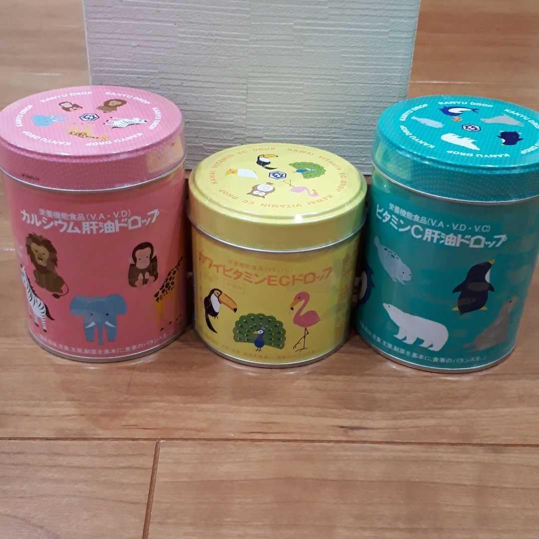 カワイ　肝油ドロップ　3種類　各1缶