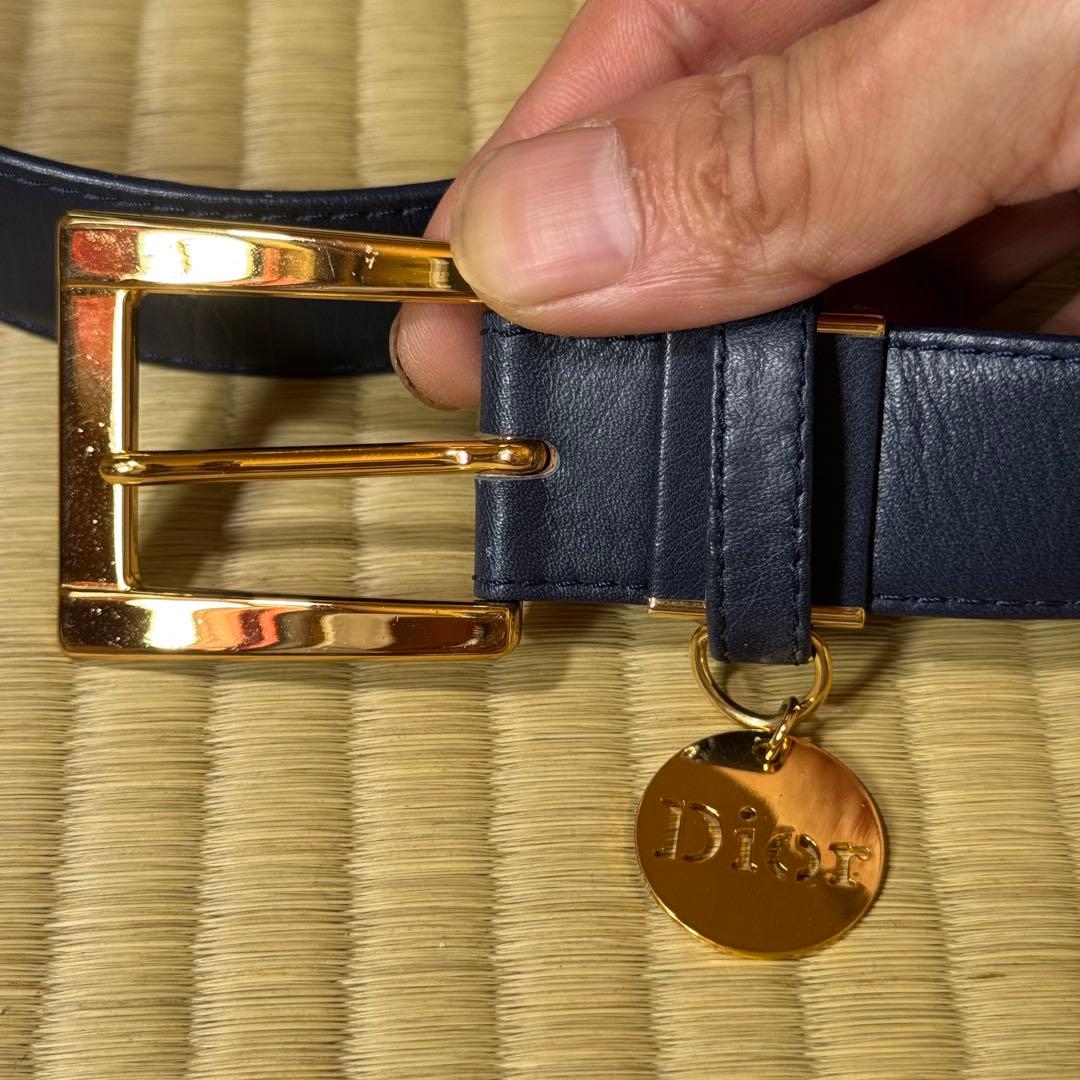 Christian Dior ネイビー レザーベルト