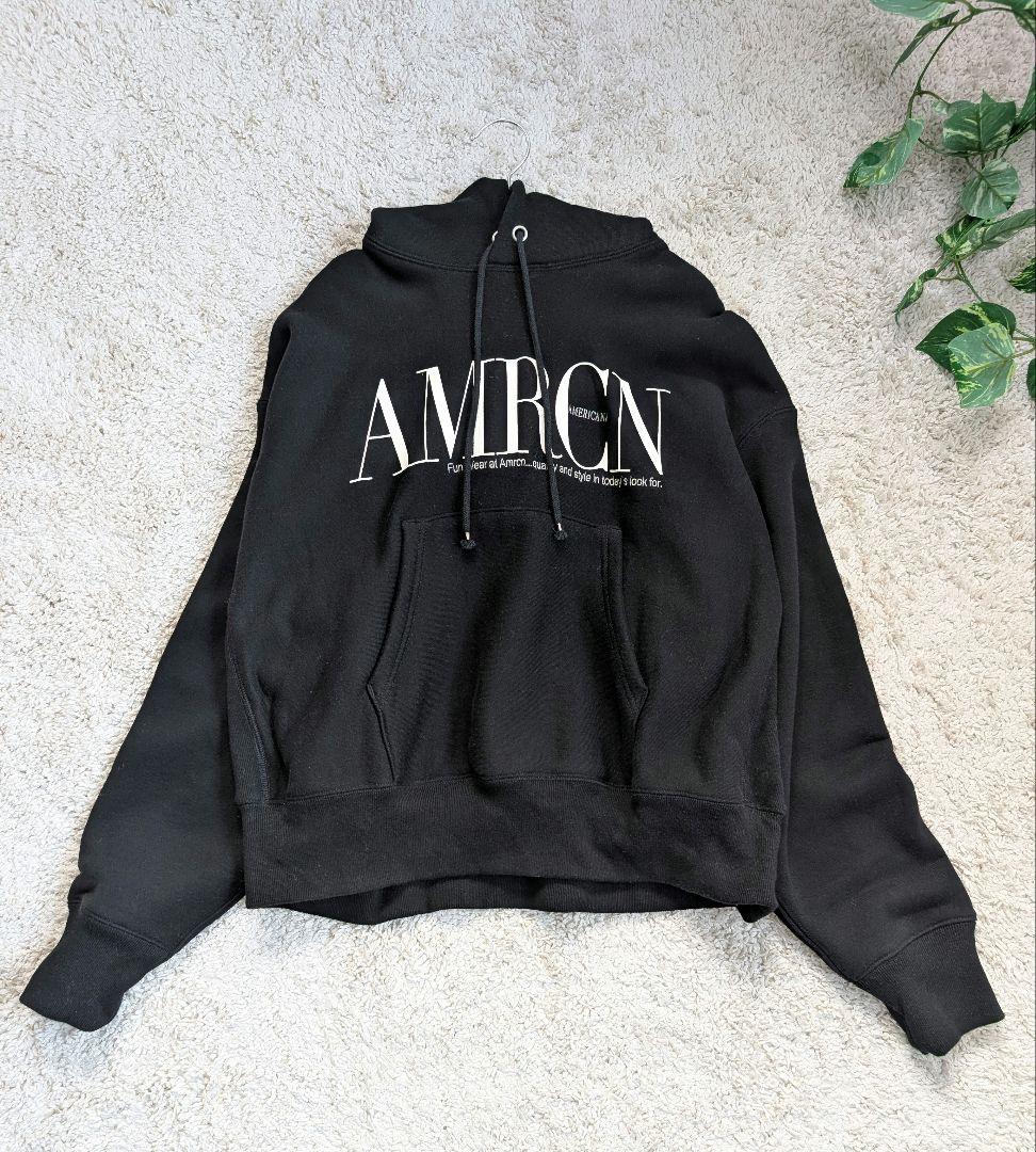 美品！アメリカーナ AMRCN ロゴプリント ブラックパーカー