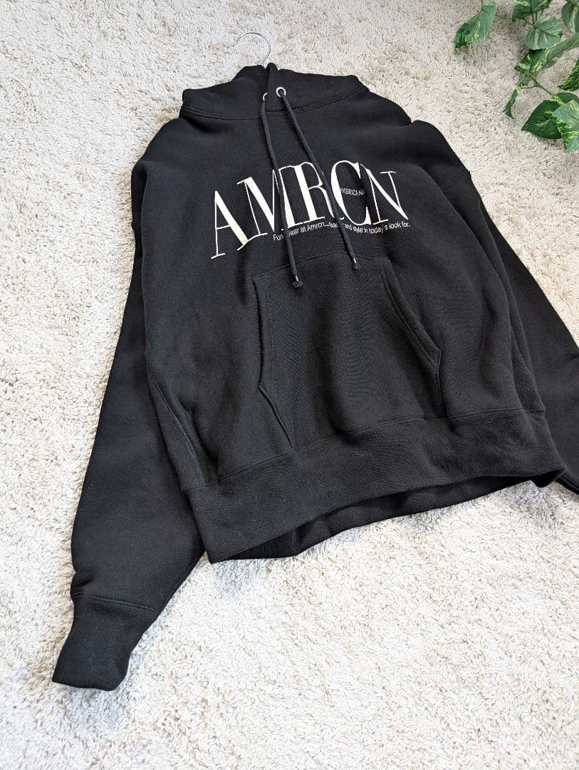 美品！アメリカーナ AMRCN ロゴプリント ブラックパーカー