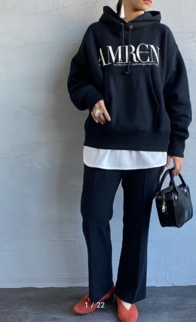 美品！アメリカーナ AMRCN ロゴプリント ブラックパーカー