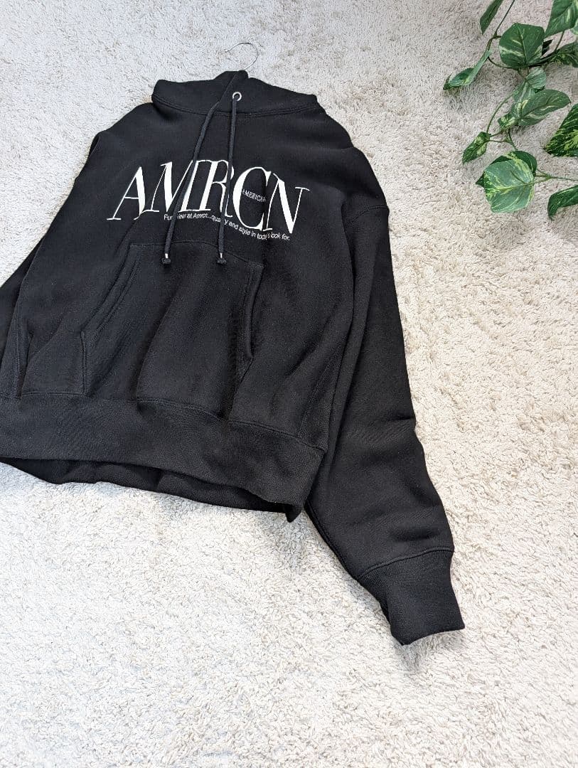 美品！アメリカーナ AMRCN ロゴプリント ブラックパーカー