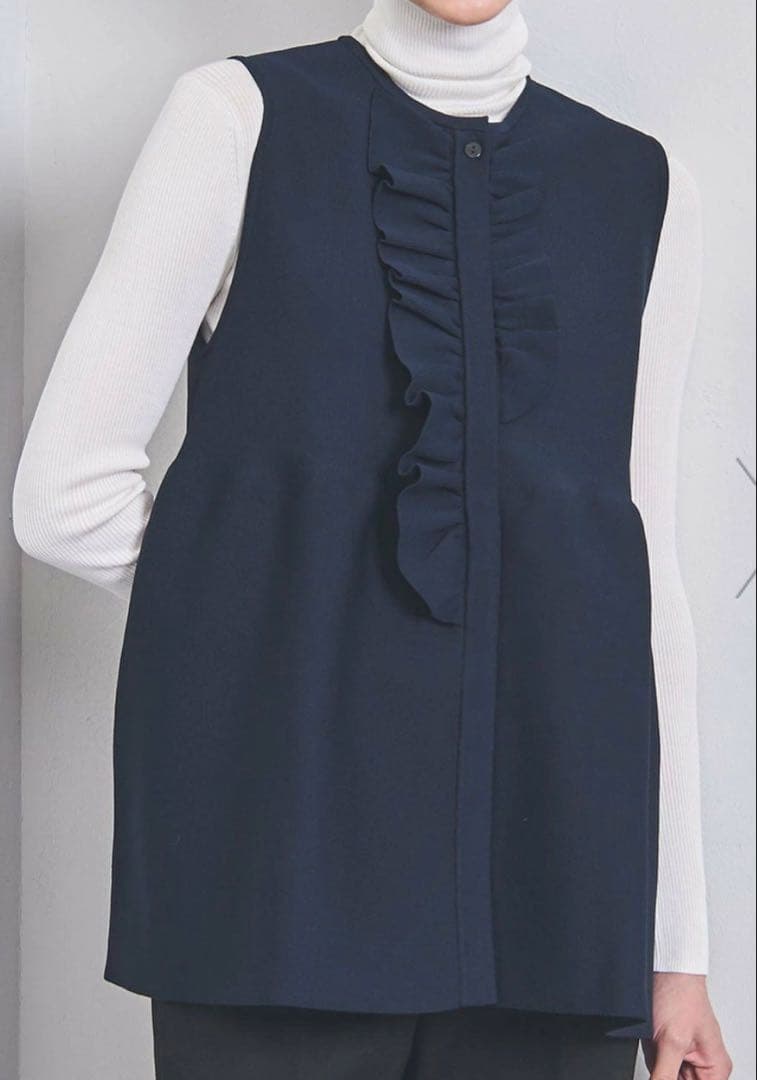 UNITED ARROWS P イレギュラーフリル ベスト　ネイビー 新品