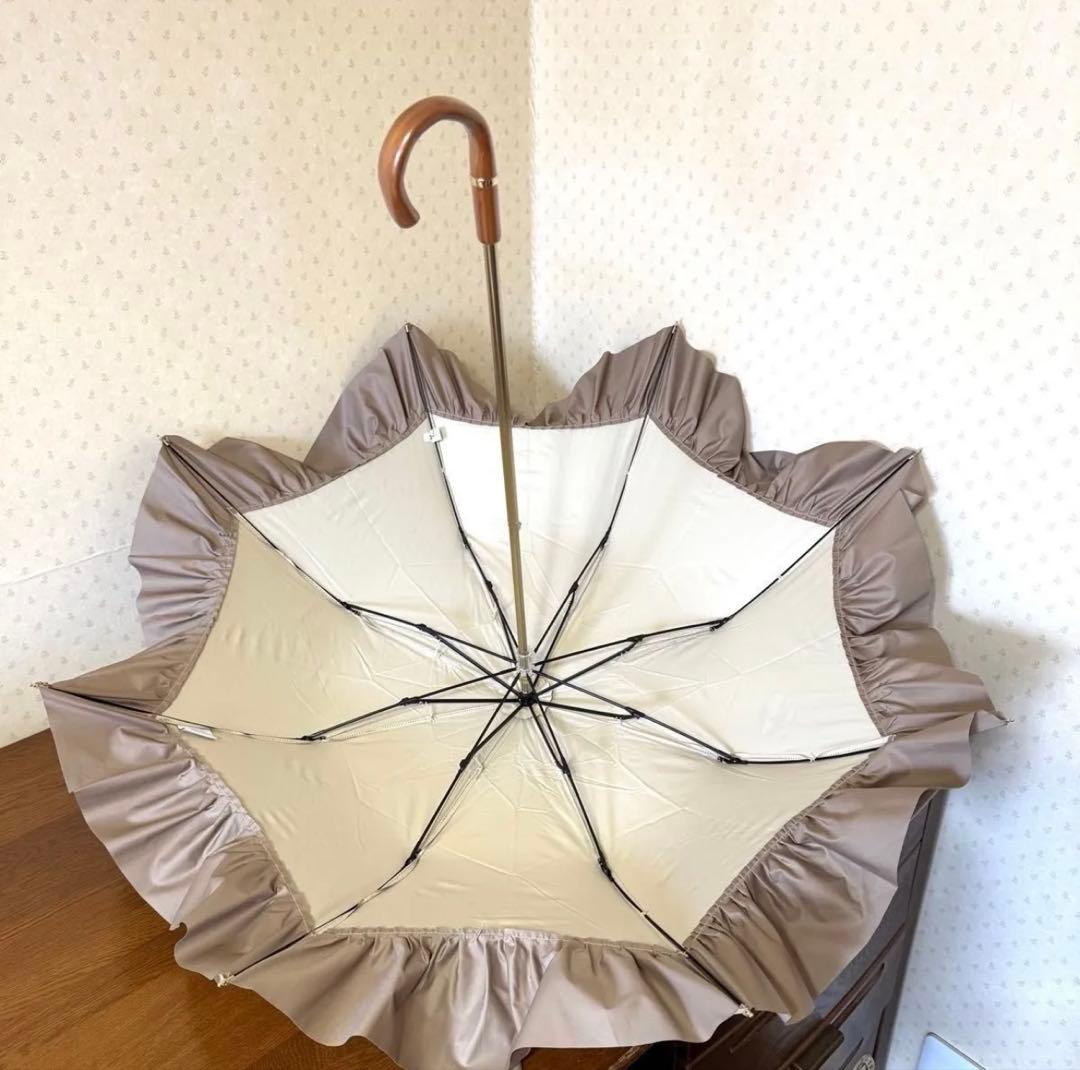 ★新品★GRACY　晴雨兼用　日傘　楽折１級遮光　遮熱　ペプラムフリル　ベージュ
