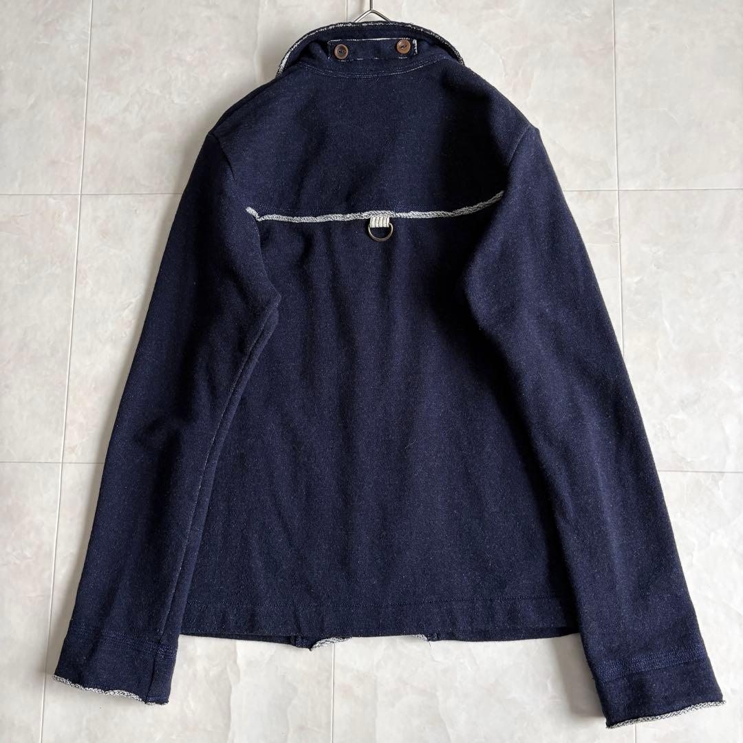 パラスパレス カシミヤ混スタンドカラージャケット 紺3 裏地ストライプ 日本製