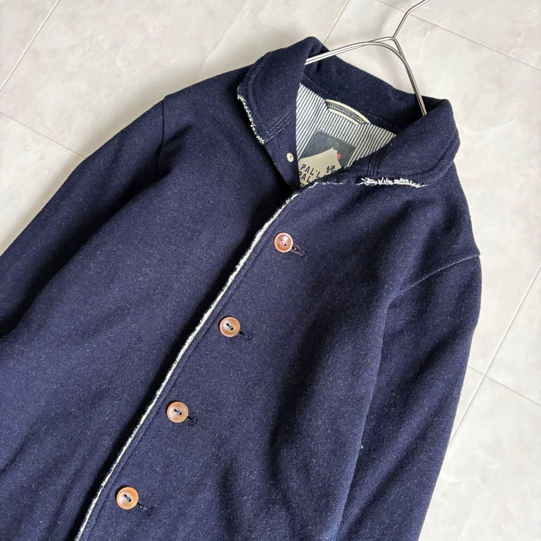 パラスパレス カシミヤ混スタンドカラージャケット 紺3 裏地ストライプ 日本製