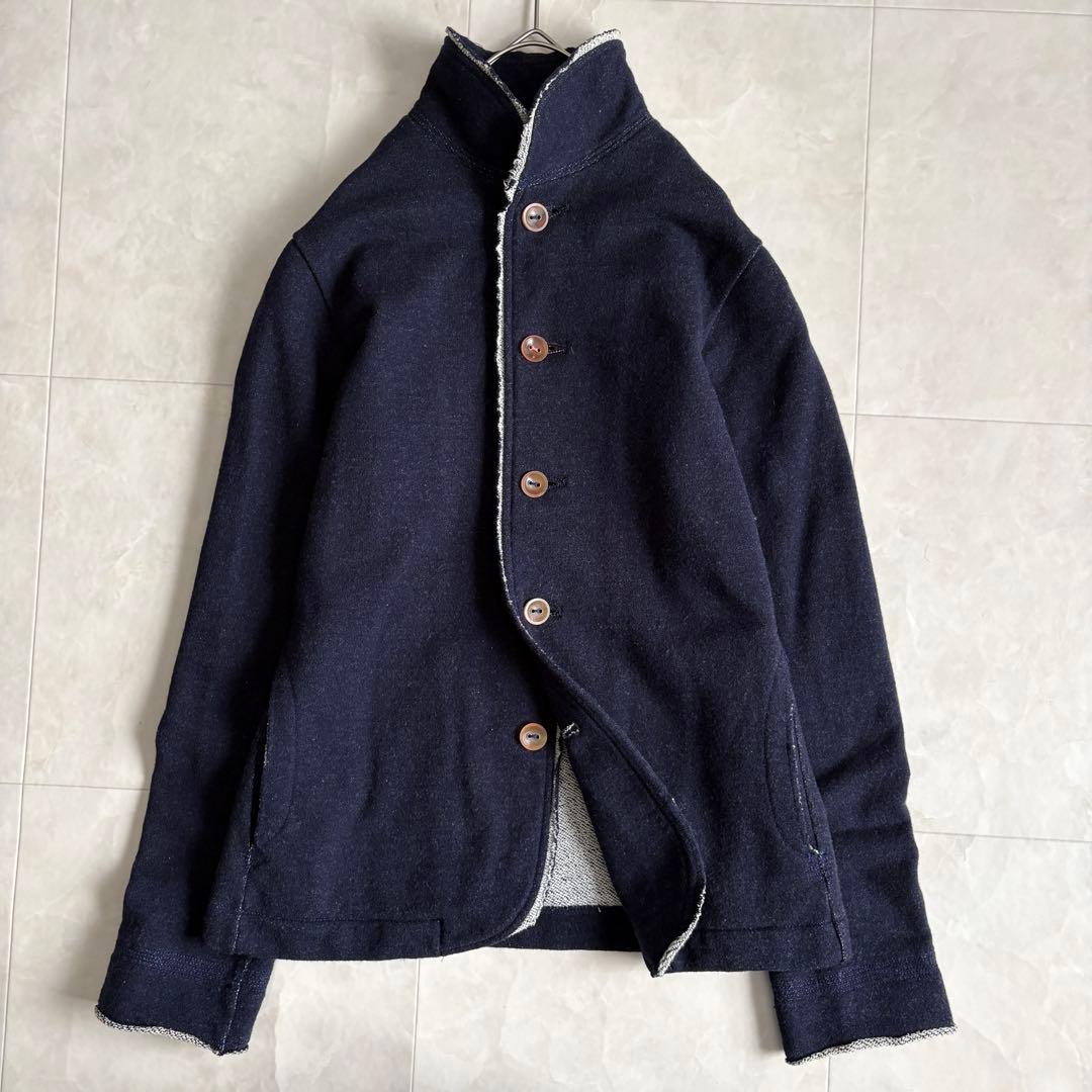 パラスパレス カシミヤ混スタンドカラージャケット 紺3 裏地ストライプ 日本製