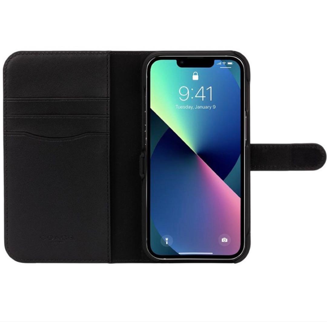新品　COACH iPhone15用　手帳型 シグネチャー　コーチ