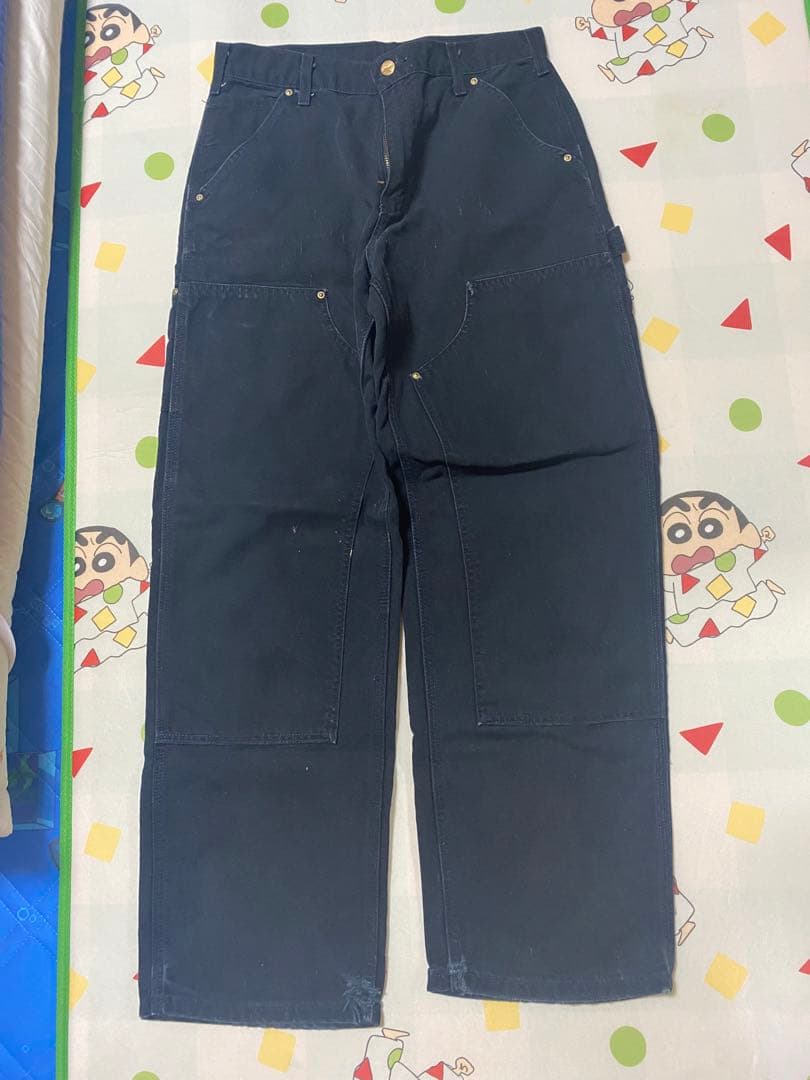 カーハート　ダブルニー　ペインターパンツ　ワークパンツ　30x30 黒色　90s