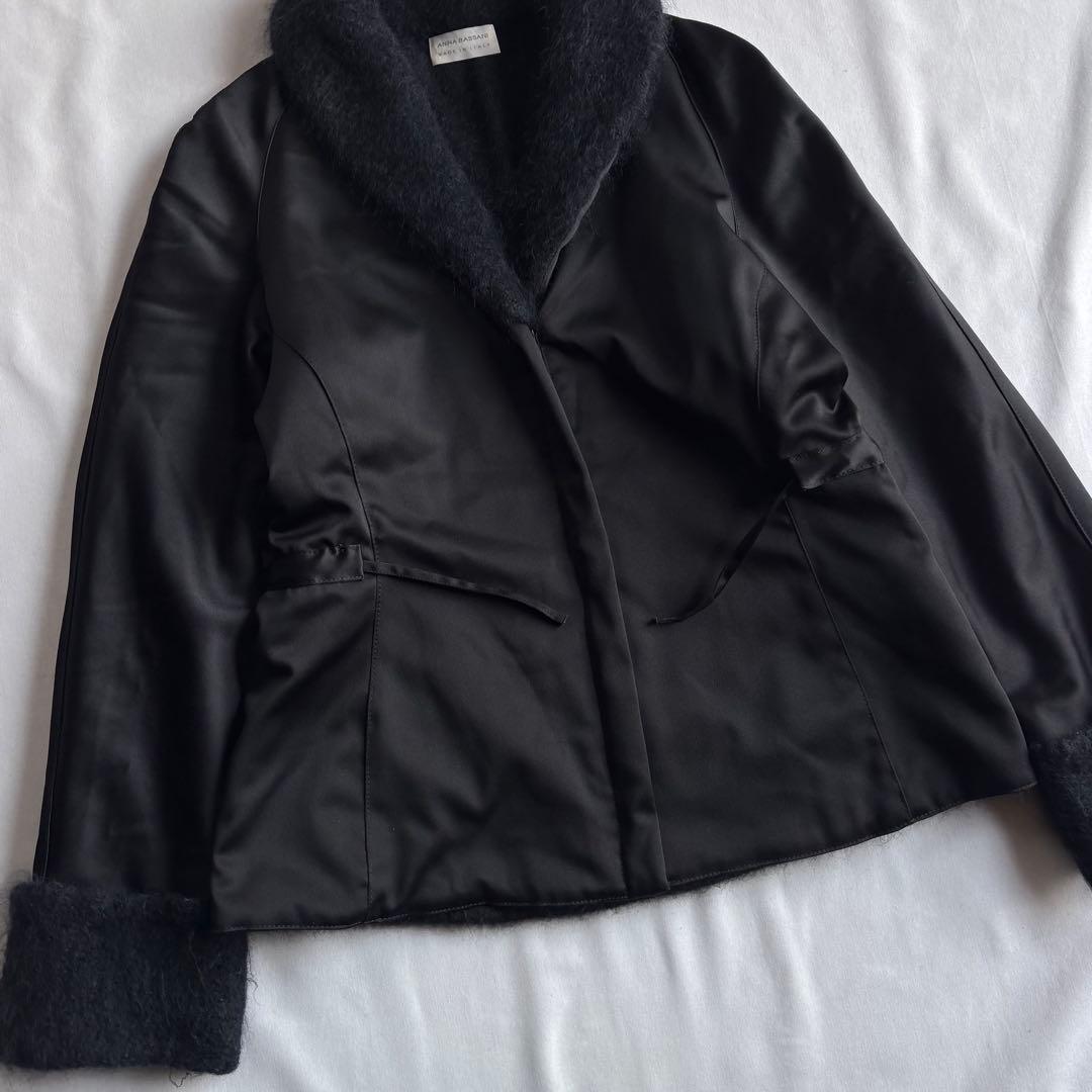 ジャケット・アウター ANNA BASSANI mohair lining jacket BLK