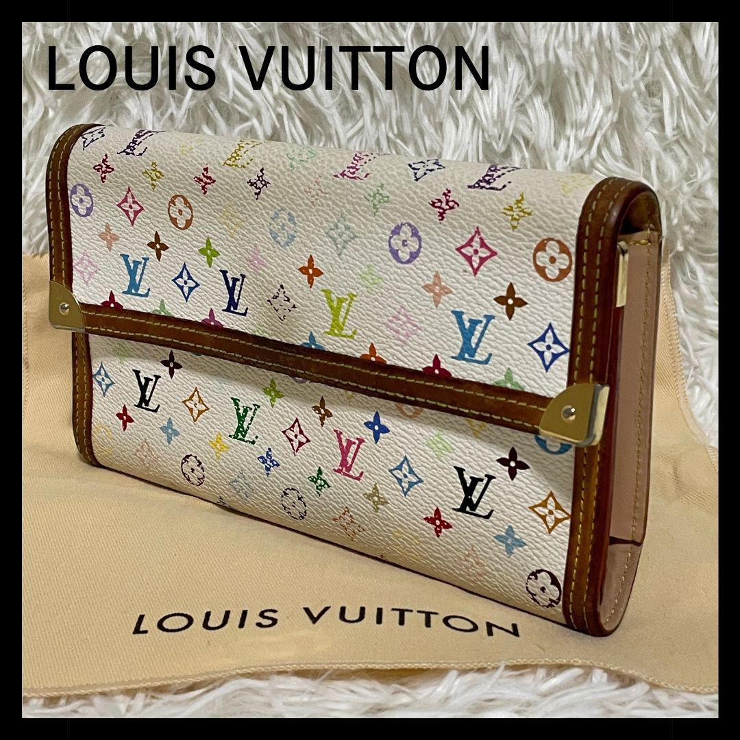 ルイヴィトン　モノグラム マルチカラー　ポルトトレゾール　インターナショナル　白