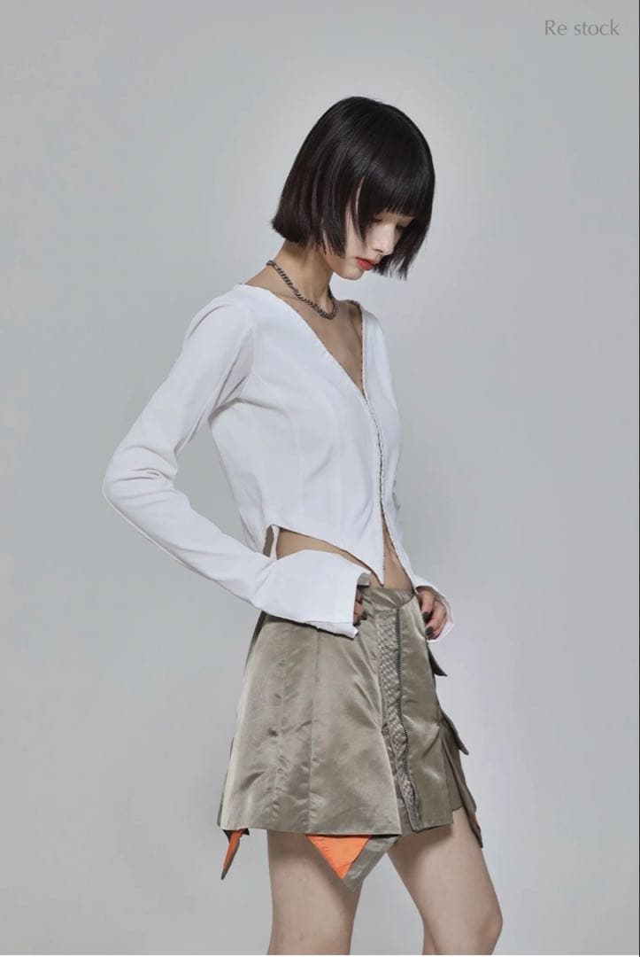 esió エシオ Nylon MA-1 skirt Sサイズ Khaki
