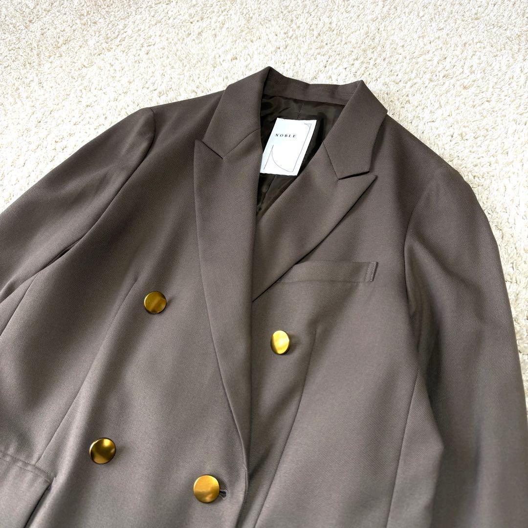 ノーブル ウールミドルピークドラペルジャケット 金ボタン 38 ダブル ブレザー