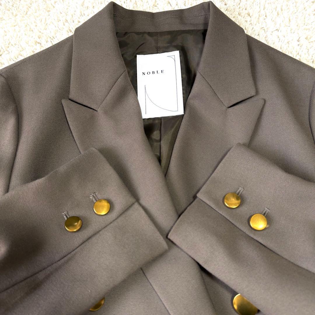 ノーブル ウールミドルピークドラペルジャケット 金ボタン 38 ダブル ブレザー