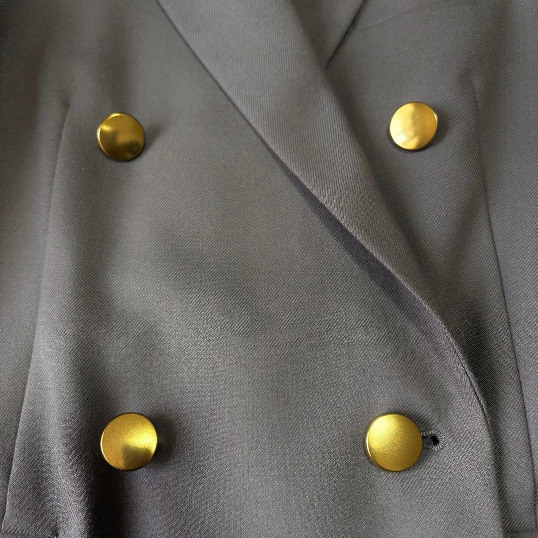 ノーブル ウールミドルピークドラペルジャケット 金ボタン 38 ダブル ブレザー