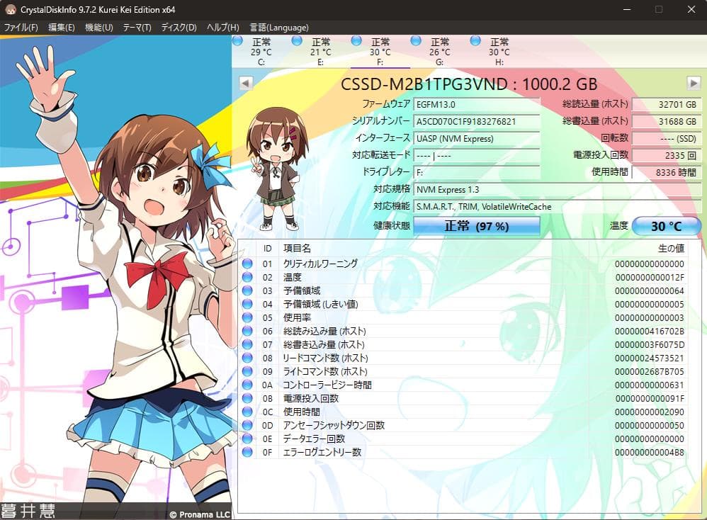 内蔵型SSD CFD CSSD-M2B1TPG3VND M.2 2280 1TB SSD