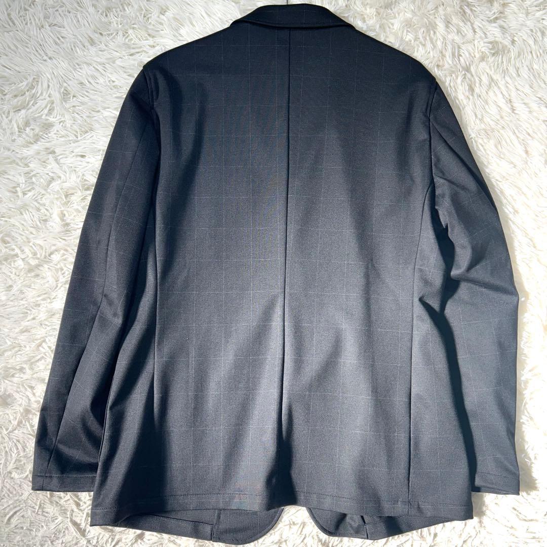 アオキ【未使用タグ付】パジャマスーツプリントジャージ紺ウィンドウペン　ゆったりM