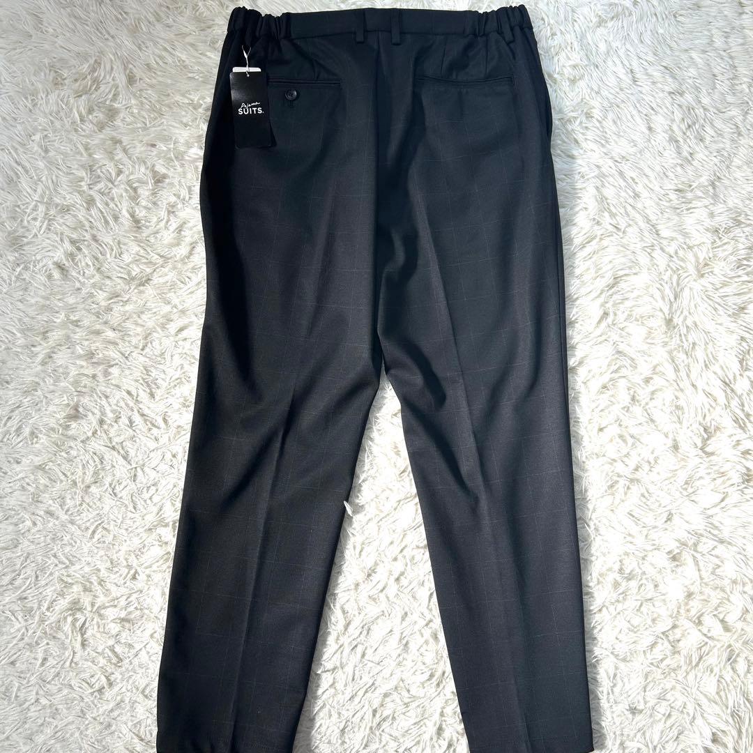 アオキ【未使用タグ付】パジャマスーツプリントジャージ紺ウィンドウペン　ゆったりM