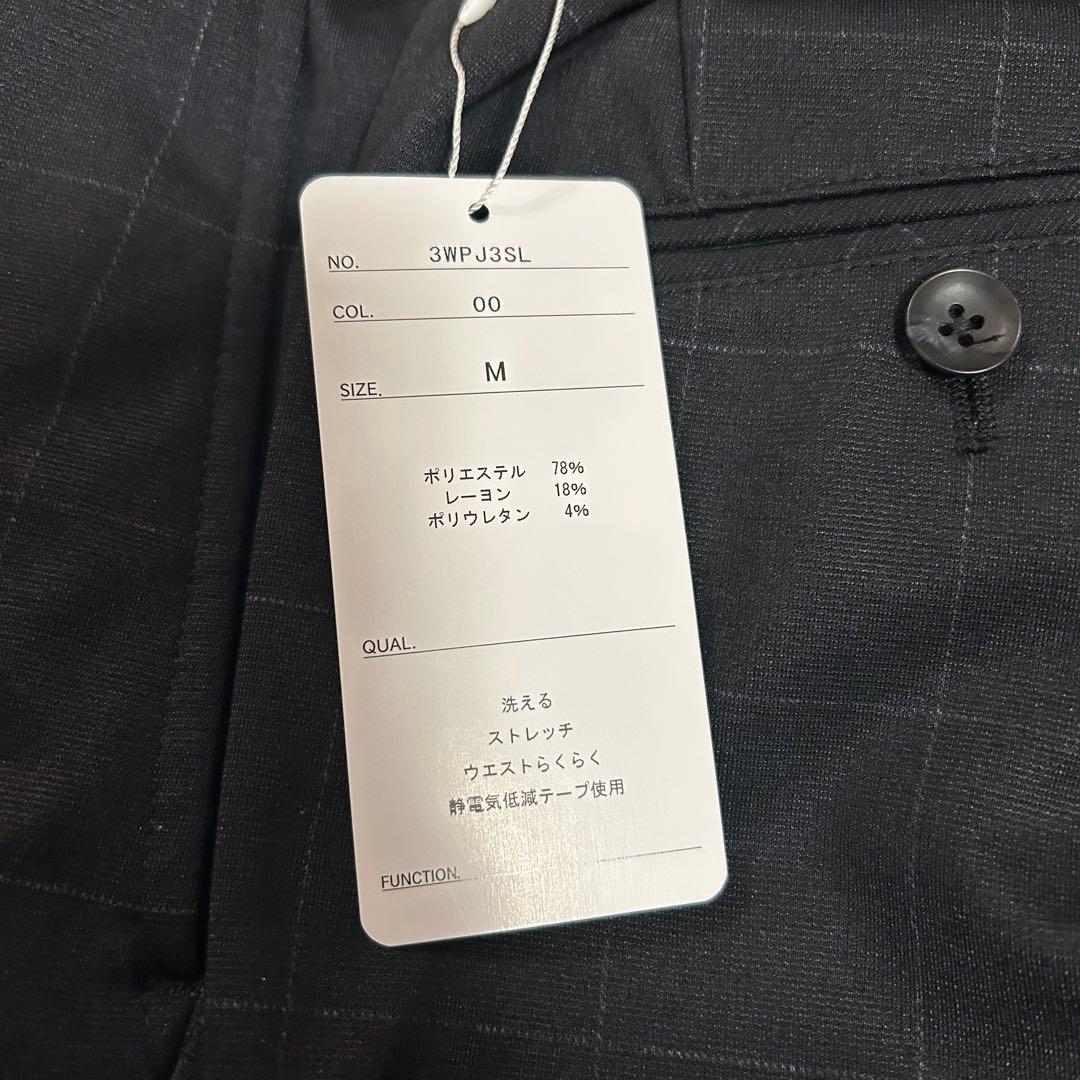 アオキ【未使用タグ付】パジャマスーツプリントジャージ紺ウィンドウペン　ゆったりM