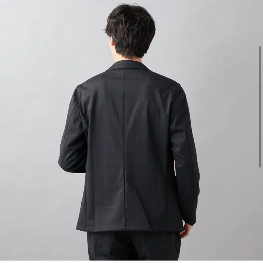 アオキ【未使用タグ付】パジャマスーツプリントジャージ紺ウィンドウペン　ゆったりM