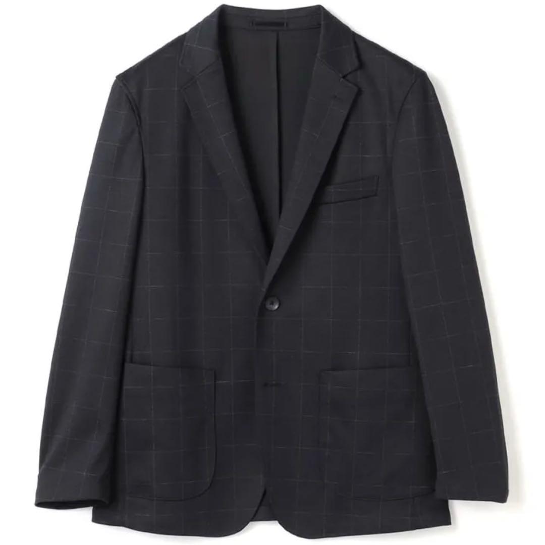 アオキ【未使用タグ付】パジャマスーツプリントジャージ紺ウィンドウペン　ゆったりM