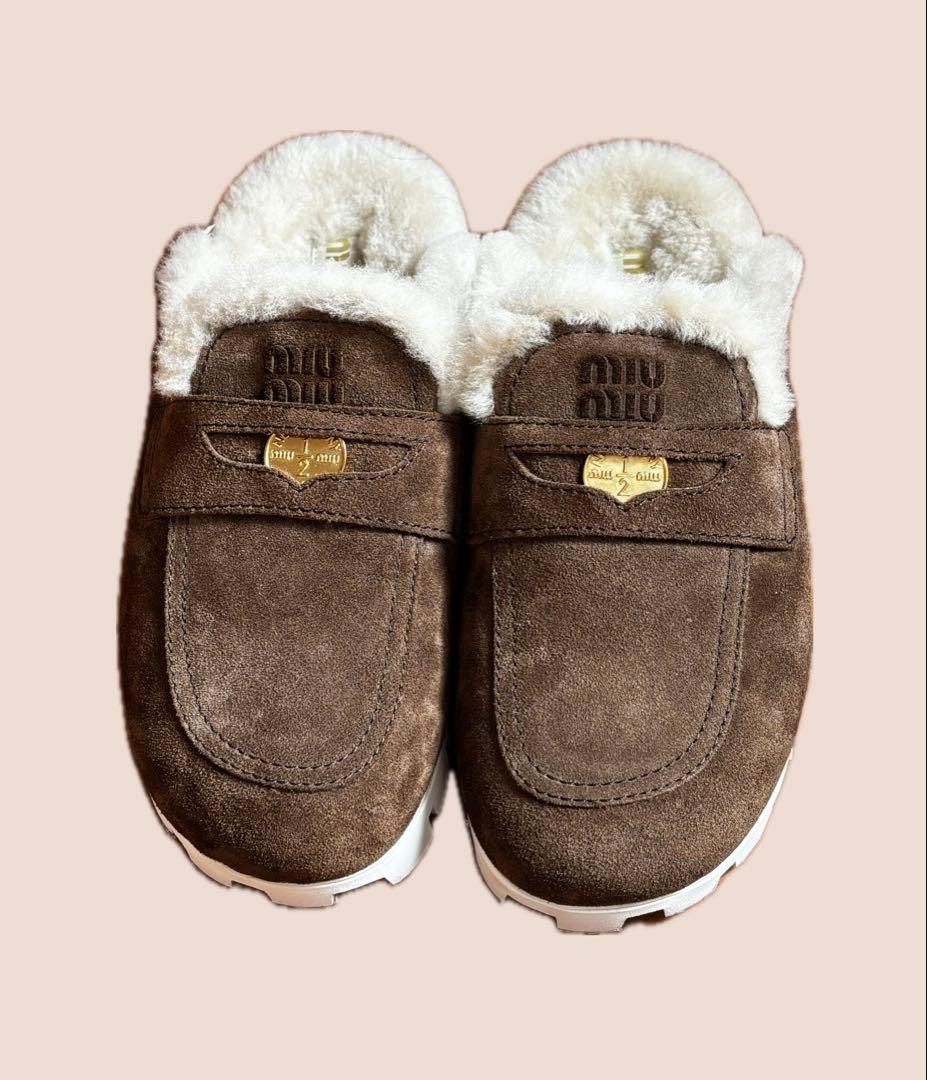 miumiu スエードミュール ココアブラウン