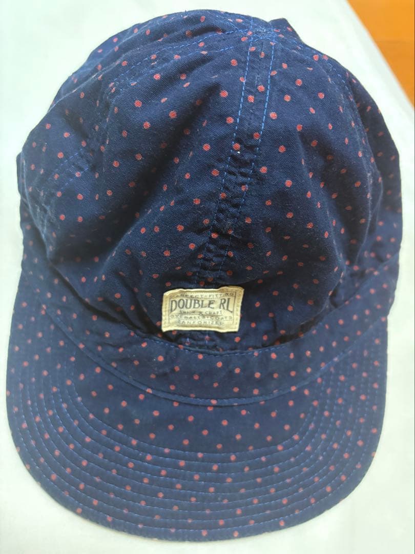 美品　DOUBLE RL RRLドット柄　帽子　キャップ ネイビー　59cm