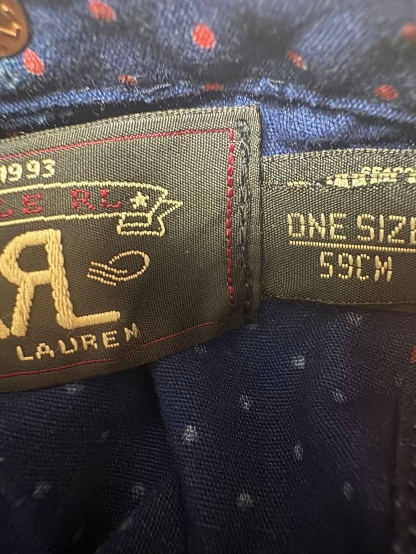 美品　DOUBLE RL RRLドット柄　帽子　キャップ ネイビー　59cm