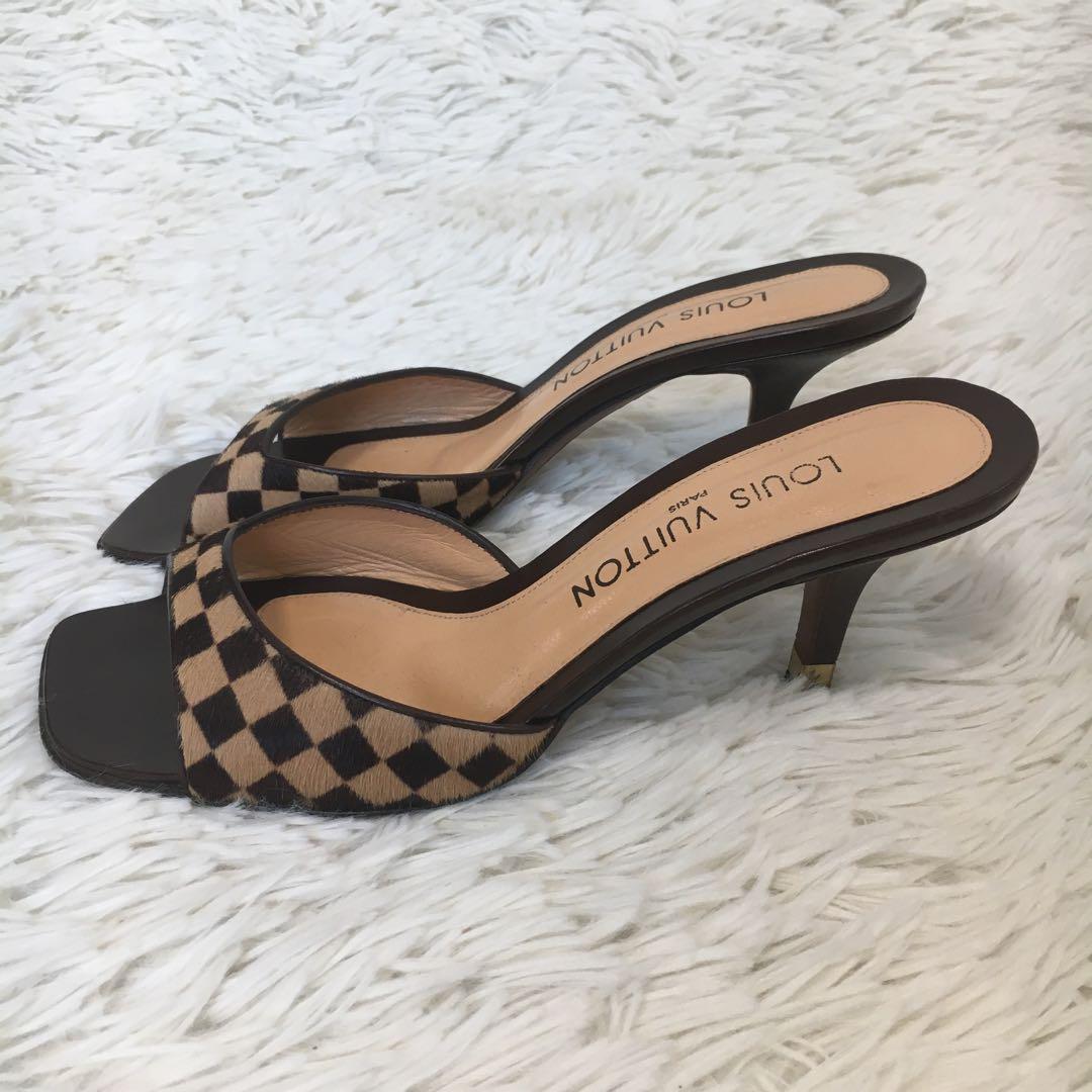 【極美品】ヴィトン ミュール ハイヒール ダミエ サンダル 24.5cm相当