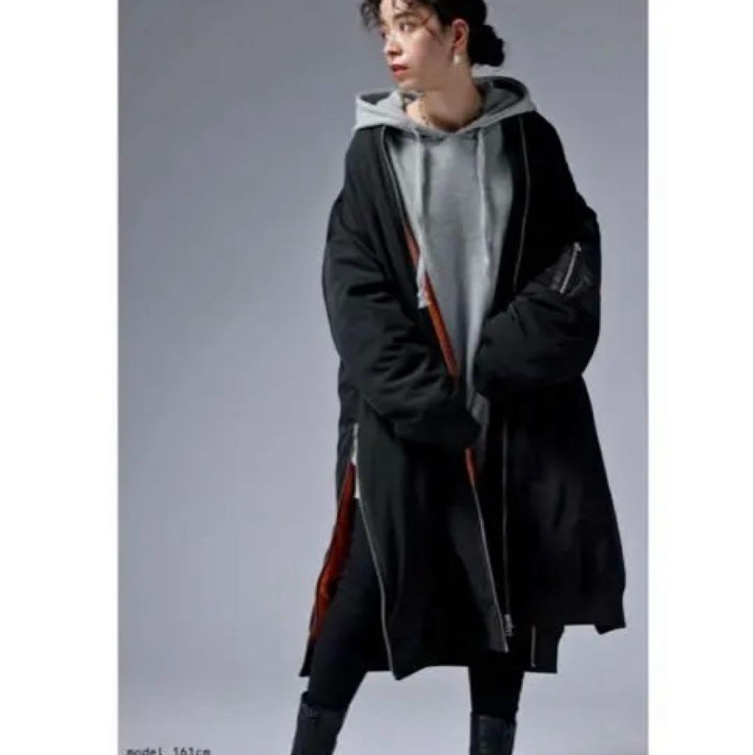 【完売】アンティカ ロング ma-1 サイドスリット ブラック antiqua