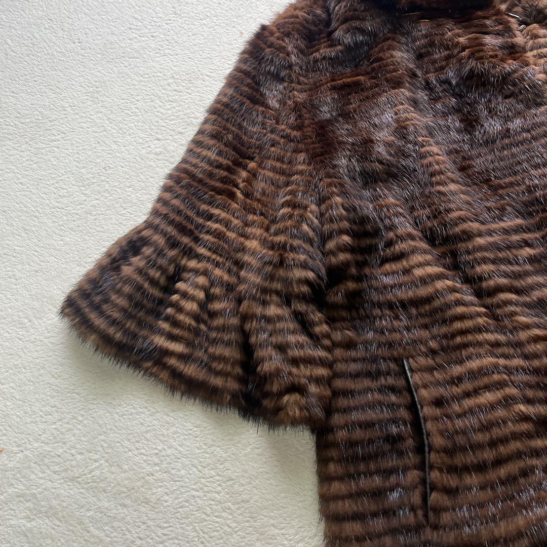 毛皮 リアルファー MINK ミンク ブラウン 袖 フレア Fサイズ
