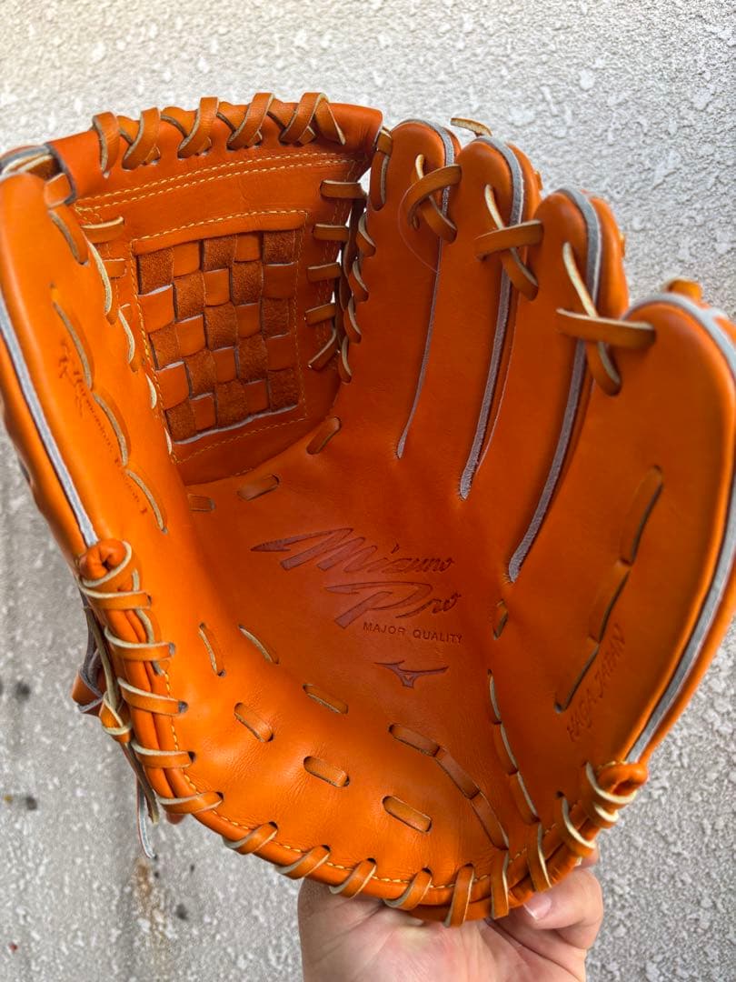 Mizuno Pro オレンジ レザーグローブ