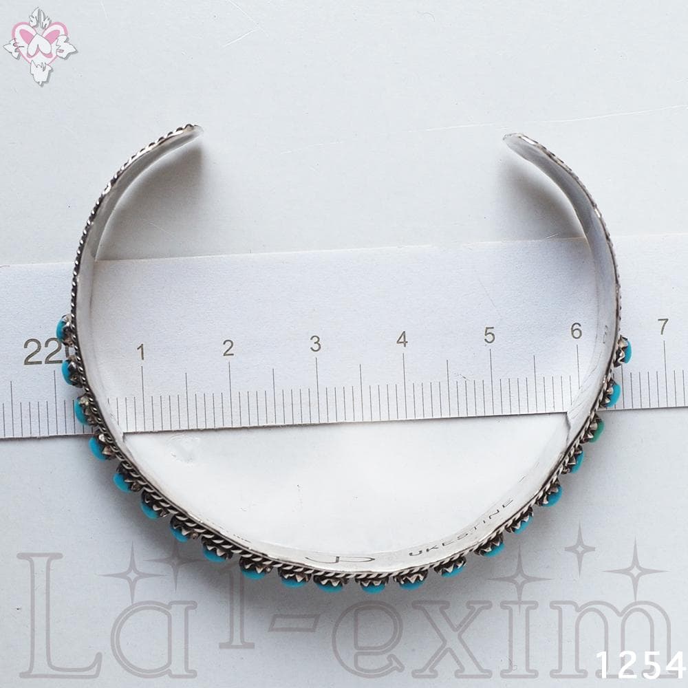 ターコイズ ２１個 シルバー 銀 インディアンジュエリー ズニ族 刻印 バングル