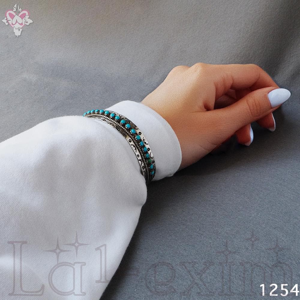 ターコイズ ２１個 シルバー 銀 インディアンジュエリー ズニ族 刻印 バングル